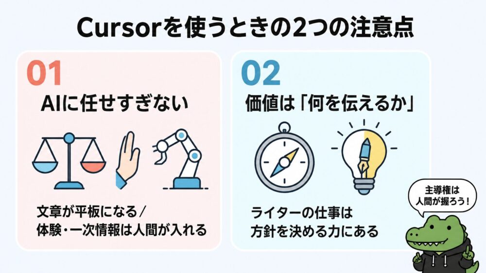 Cursor使用上の2つの注意点図解
