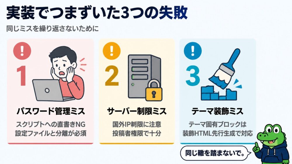 実装でつまずいた3つの失敗