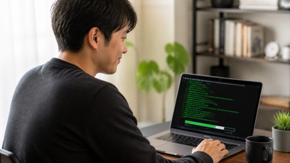 Claude Codeのスクリプトが走るターミナル画面